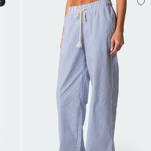 Edikted Blue and White Striped Lounge Pants